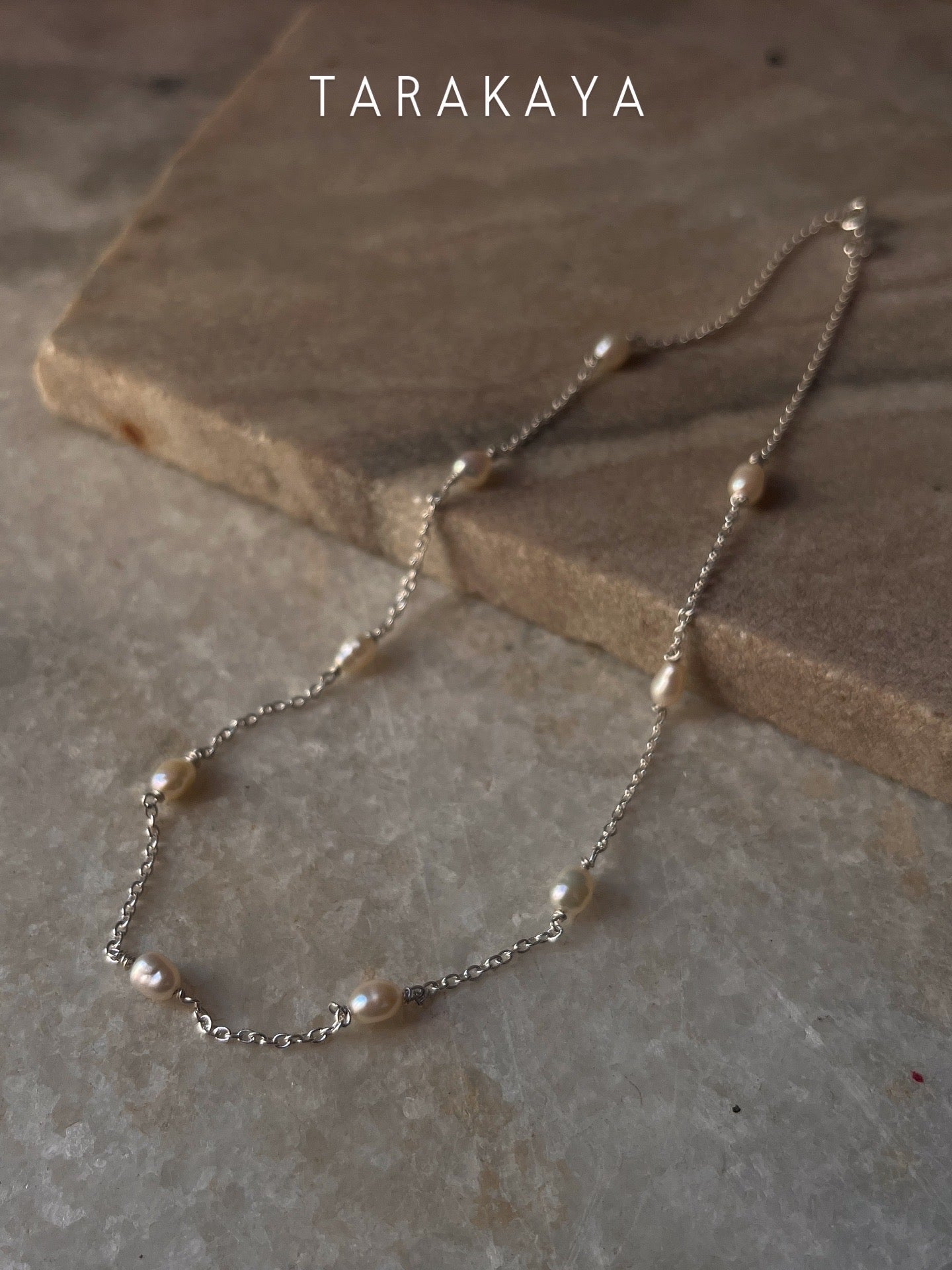 Serene pearl choker handcrafted sterling silver cable chain design  