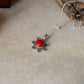 925 Sterling Silver Red Coral Boho Handcrafted Antique Pendant