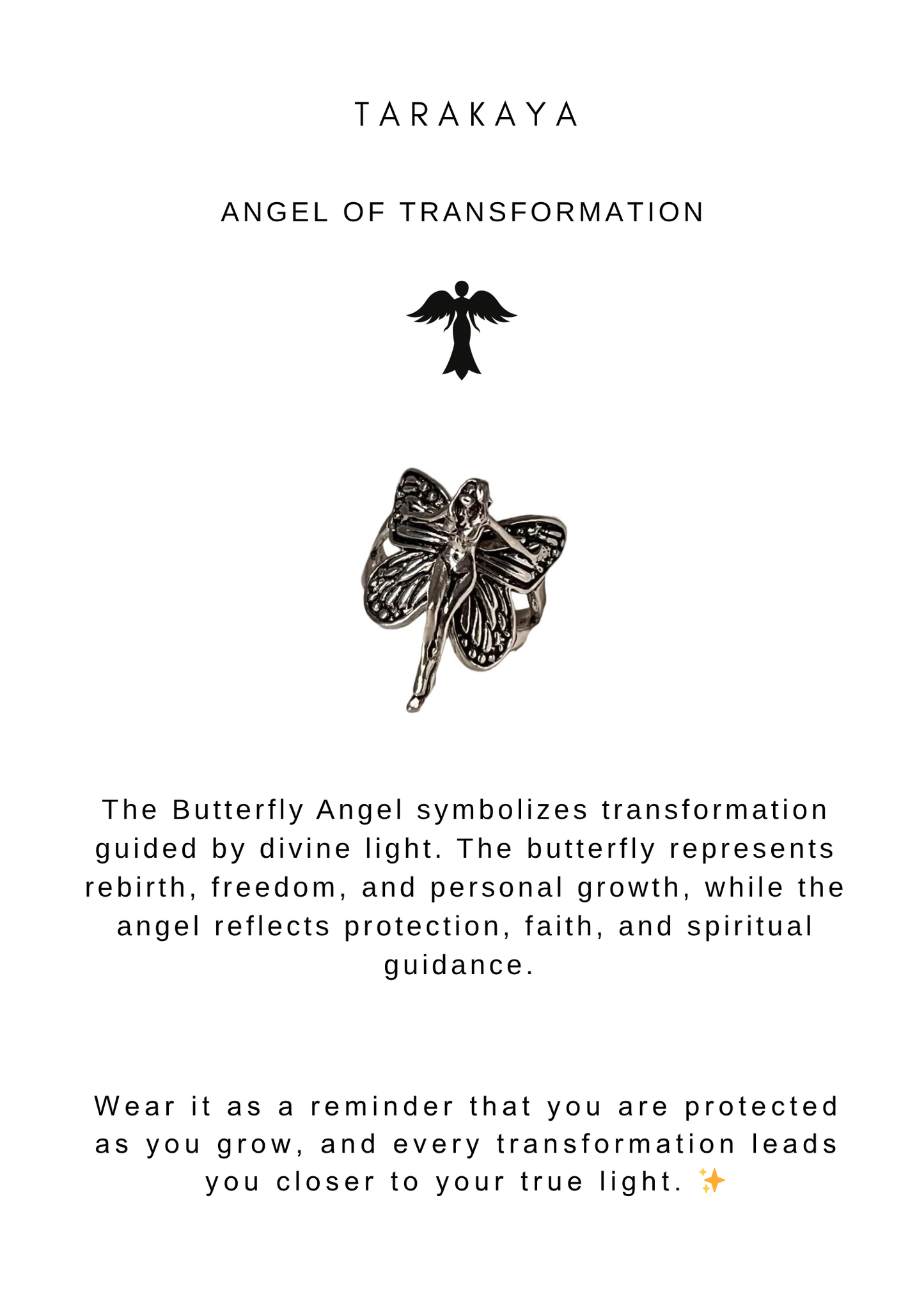 Boho Butterfly Angel 925 Sterling Silver Adjustable Ring
