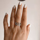 Molten Leaf Silver Ring with Artistic and Fluid Design