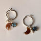 925 Sterling Silver Golden Moonstone Moon, Labradorite Star and Fresh Water Pearls with Silver Disco Beads Handcrafted Hoops