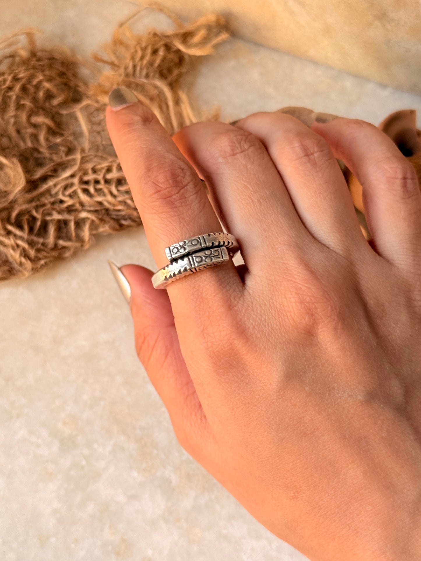 925 Sterling Silver Bohemian Hill Tribe Handcrafted Adjustable Ring