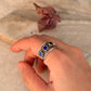 925 Sterling Silver Blue Kundan Antique Rawa Style Adjustable Handcrafted Ring