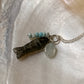 925 Sterling Silver Labradorite Fish Carved , Larimar & Aquamarine Small Tumble Charms Dainty Cable Chain Necklace