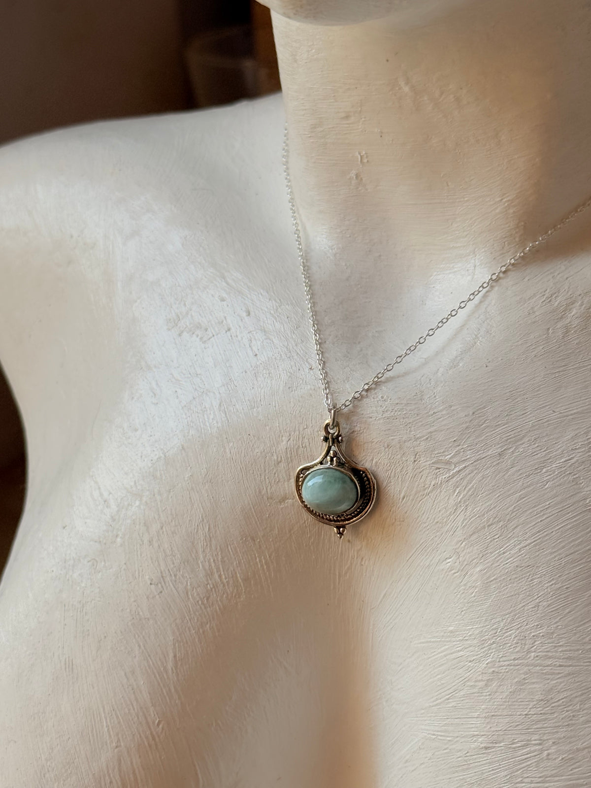 925 Sterling Silver Larimar Boho Necklace