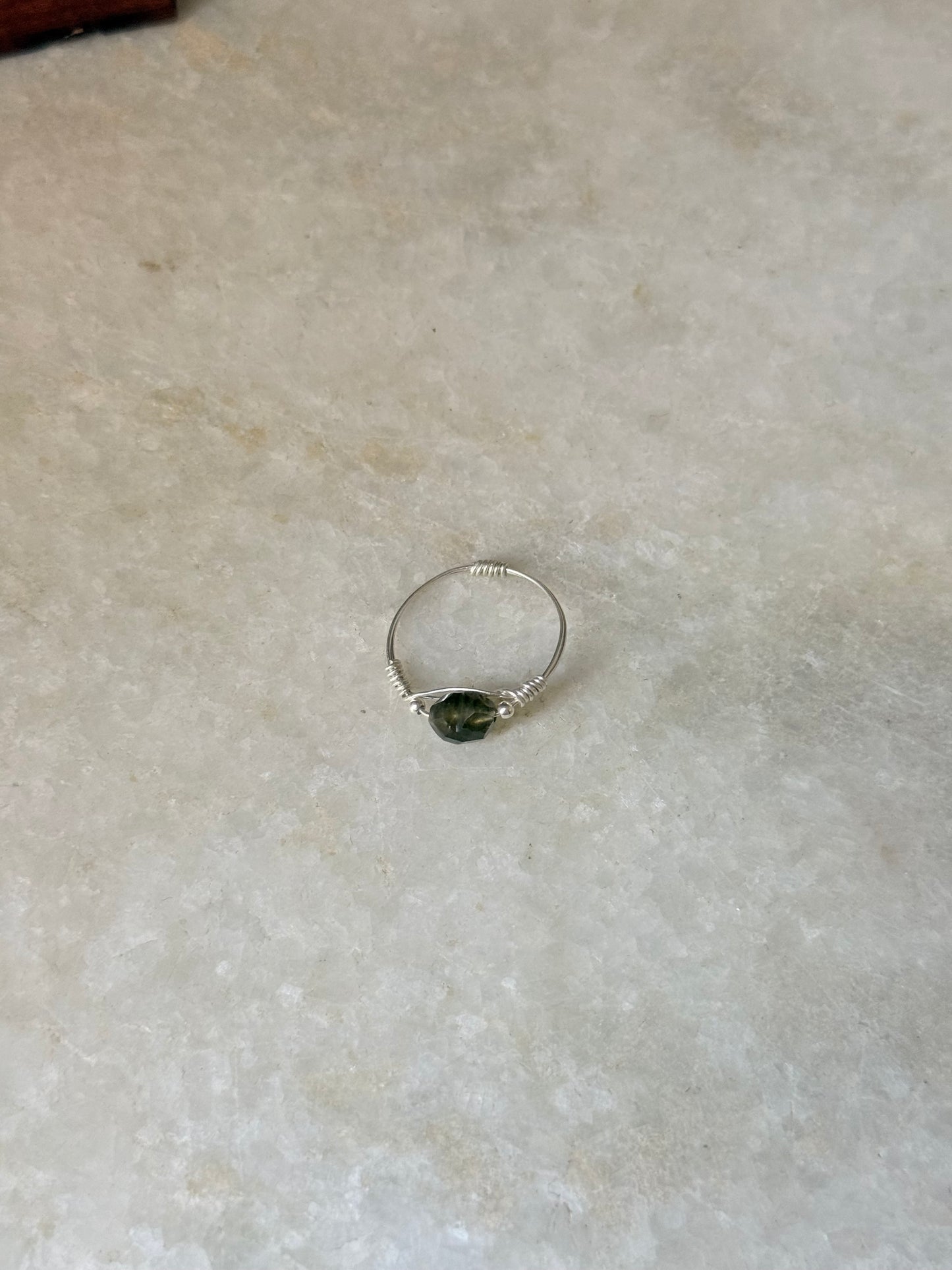 925 Sterling Silver Labradorite Heart Wire Wrapped Handcrafted Ring