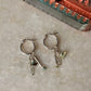 925 Sterling Silver Turquoise Beads, Silver Beads , Paper Clip Chain Hangings Removable Charms Self Designed Handcrafted Italian Hoops Earrings