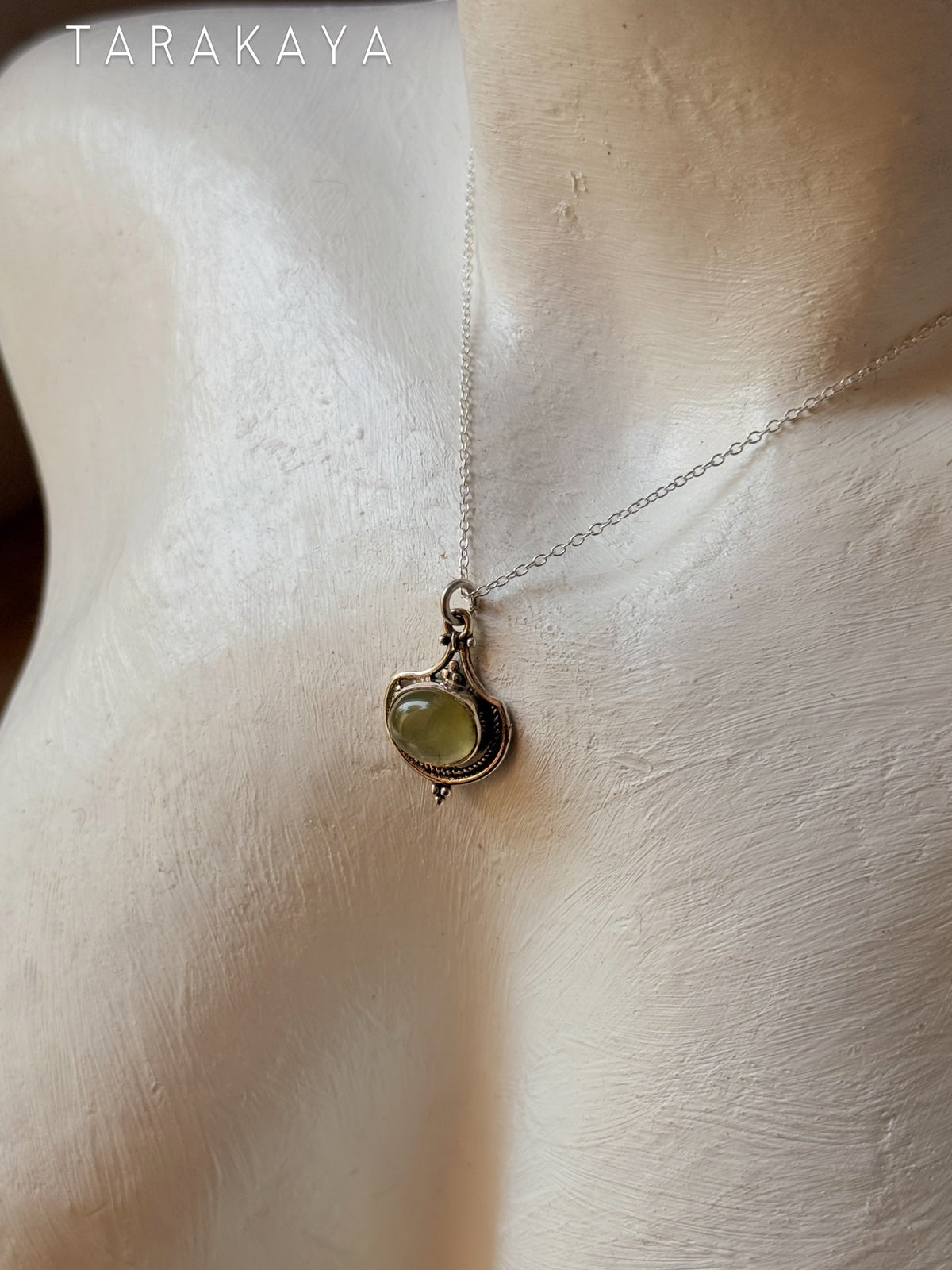 925 Sterling Silver Prehnite Boho Rawa Handcrafted Necklace