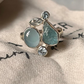 Aquamarine and blue topaz cluster 2 silver ring