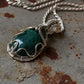 925 Sterling Silver Azurite Pear Wire Wrapped Handcrafted One of a Kind Pendant