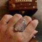Sterling Silver Boho Statement Ring with Oval Rose Quartz