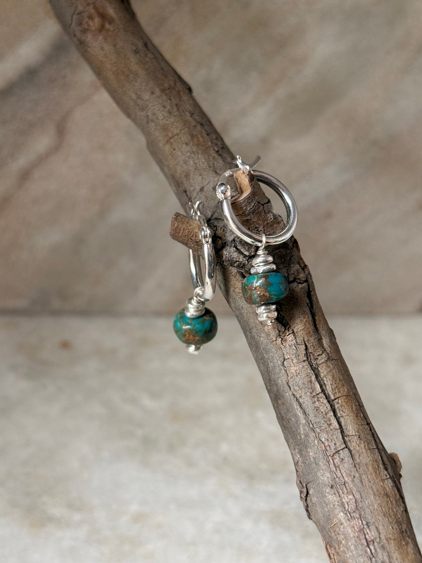925 Sterling Silver Kingsman With Molten beads Italian Hoops