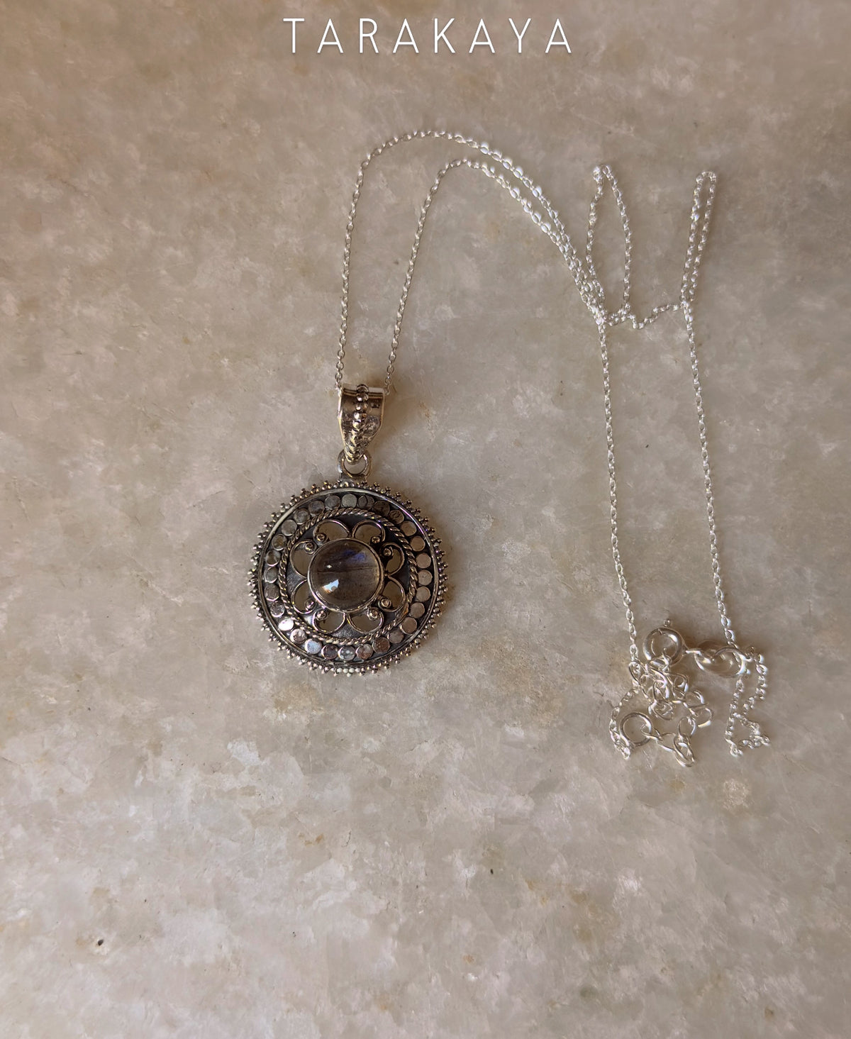925 Sterling Silver Labradorite Mandala Boho Handcrafted Pendant