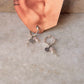 925 Sterling Silver Rose Quartz, Rose Beads & Pearl Italian Hoops