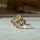 925 Sterling Silver Multi Tourmaline Flower Statement Ring