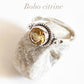 Citrine round boho silver ring with intricate design
