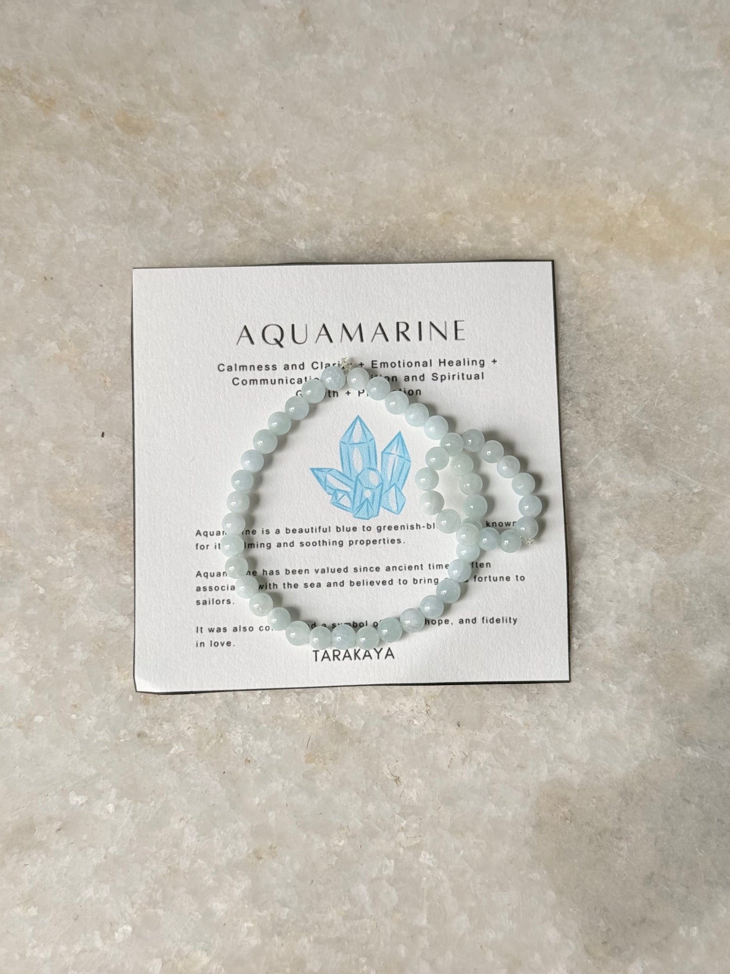 Natural Crystal Aquamarine 4mm Stretchy Rings & Bracelet