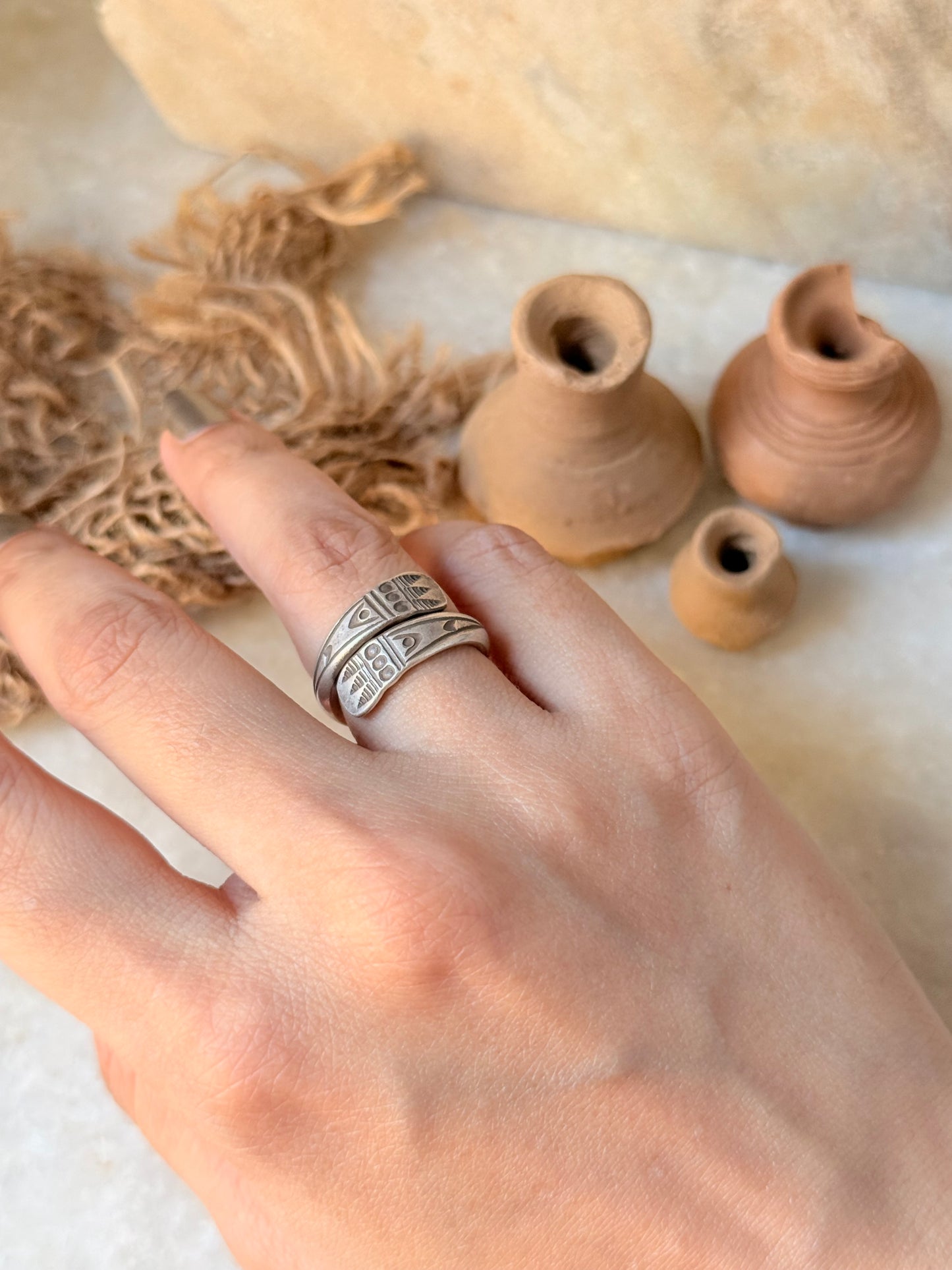 925 Sterling Silver Bohemian Hill Tribe Handcrafted Adjustable Ring