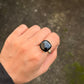 925 Sterling Silver Black Onyx Square Prong Setting Contemporary Style Ring