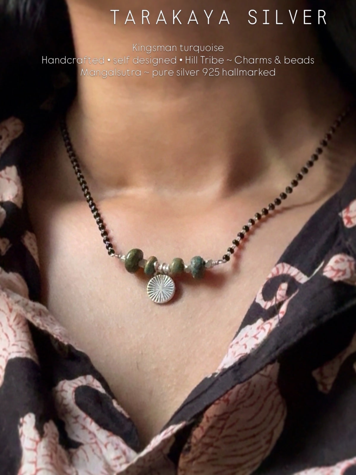 925 Sterling Silver Coin Kingsman Turquoise Hill Tribe-Handcrafted One of a Kind Boho Style Mangalsutra