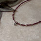 925 Sterling Silver Garnet Box 2mm Flower Charm Necklace