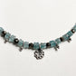 Blue Apatite & Pyrite Silver Charms Boho Choker Handcrafted Sterling Silver 925 Necklace
