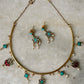 925 Sterling Silver Turquoise , Red Stones ,Fresh Water Pearls & Kundan Polki Handcrafted Gold Plated Necklace