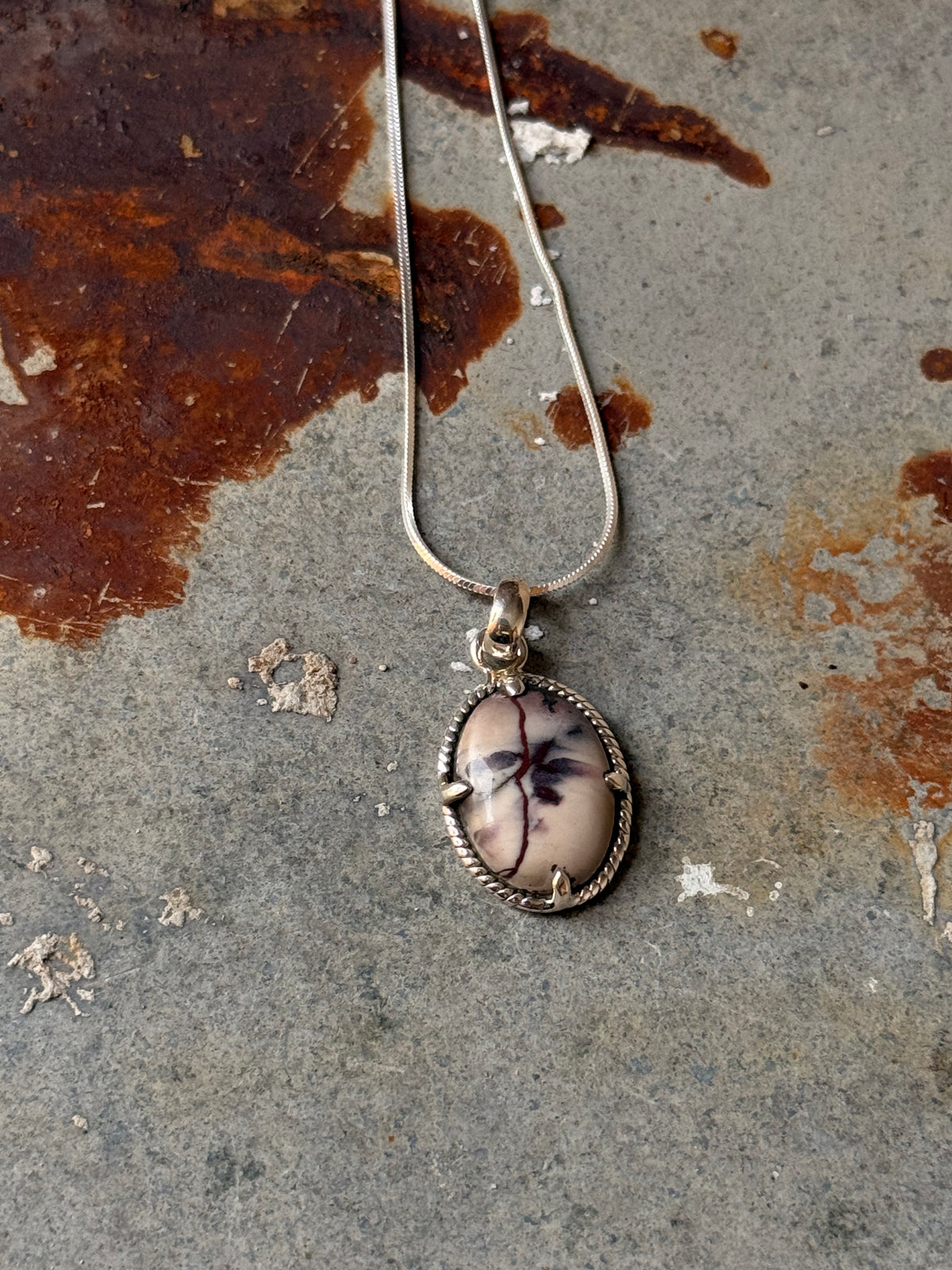 925 Sterling Silver Jasper Oval Handcrafted Pendant
