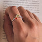 Timeless silver ring with seven chakra stones in V pattern