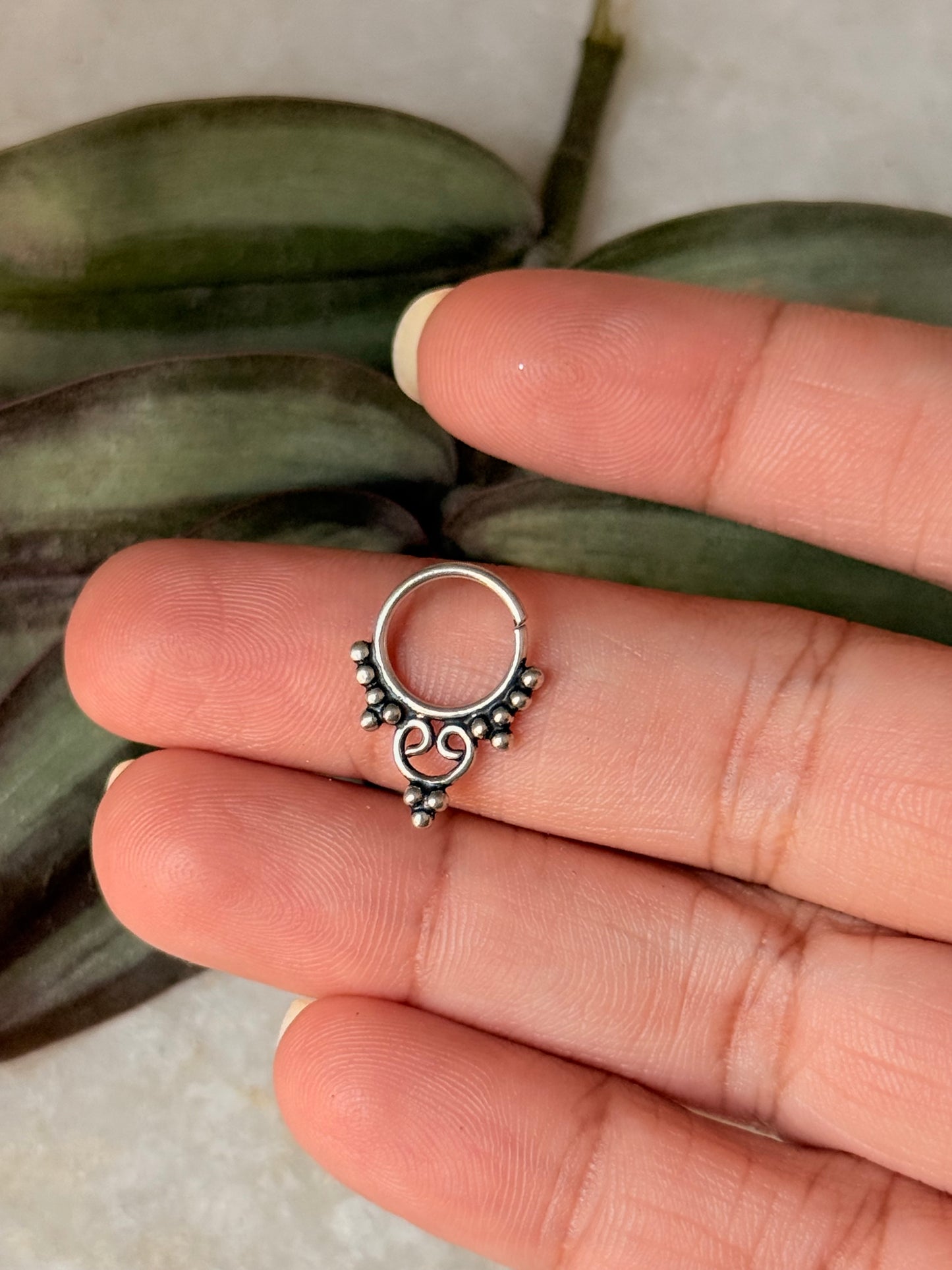 925 Sterling Silver Tribal Septum Pierced- Design 4
