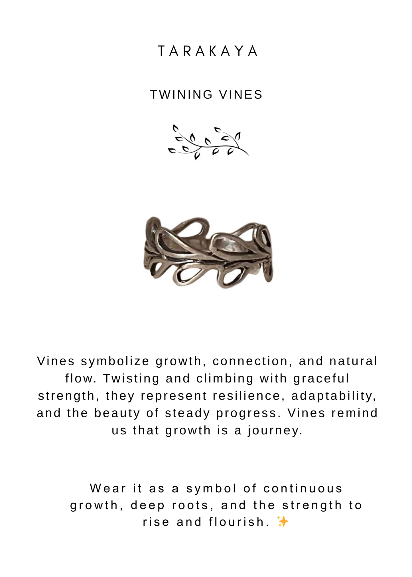 925 Sterling Silver Vines - leaf Boho Ring
