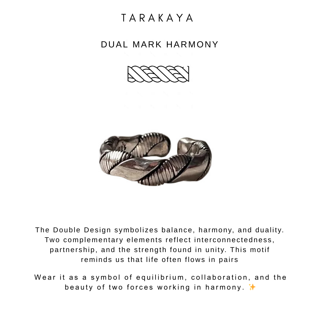 925 Sterling Silver Double Design Boho Band Unisex Ring