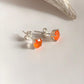 Carnelian 6mm round silver studs with smooth finish