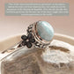 Beautiful cherry blossom silver ring with Larimar stone center