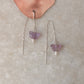 925 Sterling Silver Amethyst Butterfly & Pearl Threader Earrings