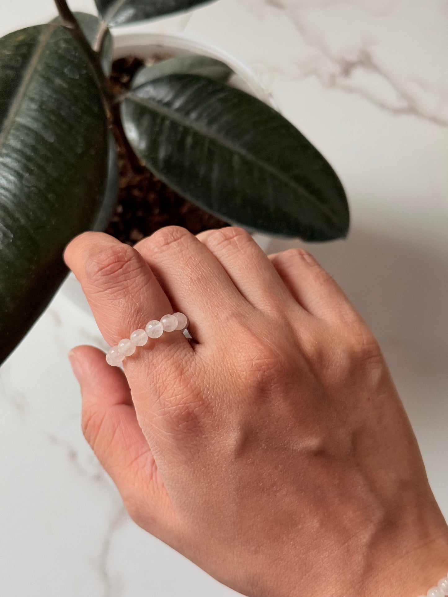 Rose Quartz 4mm Natural Crystal Stretchy Rings
