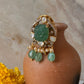 925 Sterling Silver Gold Plated Green Onyx Studs Earrings