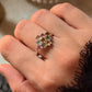 925 Sterling Silver Multi Tourmaline Flower Statement Ring