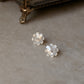 925 Sterling Silver Mother of Pearl Flower Craved - White Topaz Tiny Studs- 2 in 1