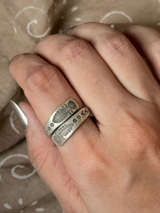 925 Sterling Silver Bohemian Hill Tribe Handcrafted Wild Sage Adjustable Ring
