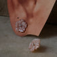 925 Sterling Silver Pink Mother Of Pearl Flowers Carved Studs