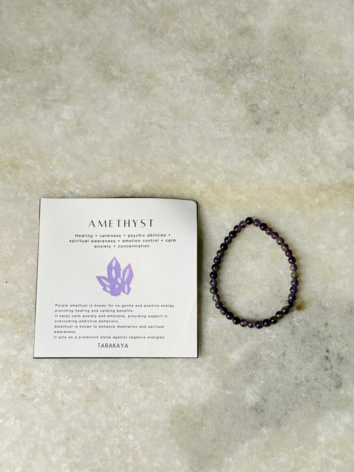 Natural Crystal Amethyst 4mm Bracelet