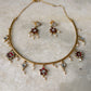 925 Sterling Silver Red Stone , Fresh Water Pearls & Kundan Polki Handcrafted Gold Plated Necklace Set
