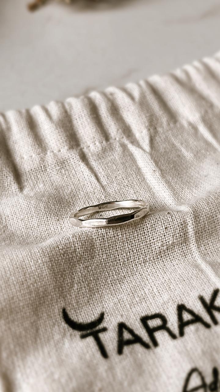 Hammered band stackable ring in sterling silver