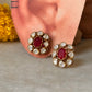 925 Sterling Silver Gold Plated Moissanite Polki Dyed Ruby Studs Earrings