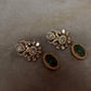 925 Sterling Silver Gold Plated Antique Moissanite Polki ,Green Onyx Oval Drop Earrings