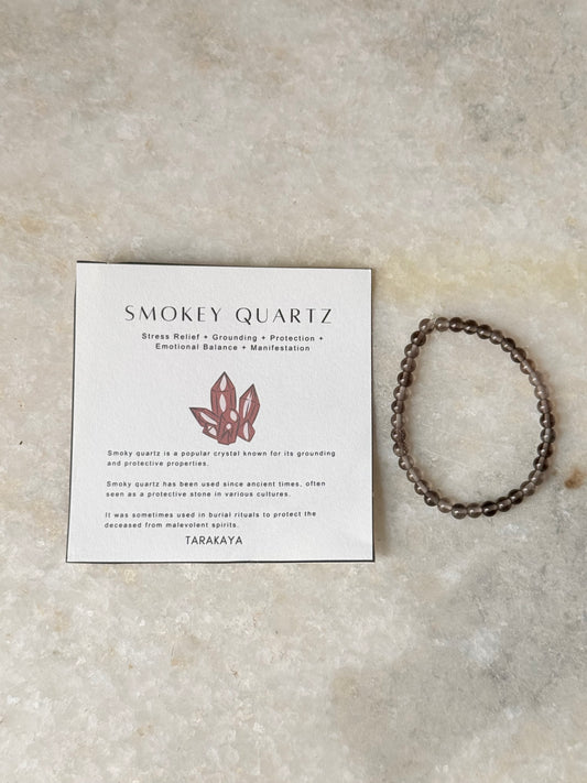 Natural Crystal Smokey Quartz 4mm Bracelet