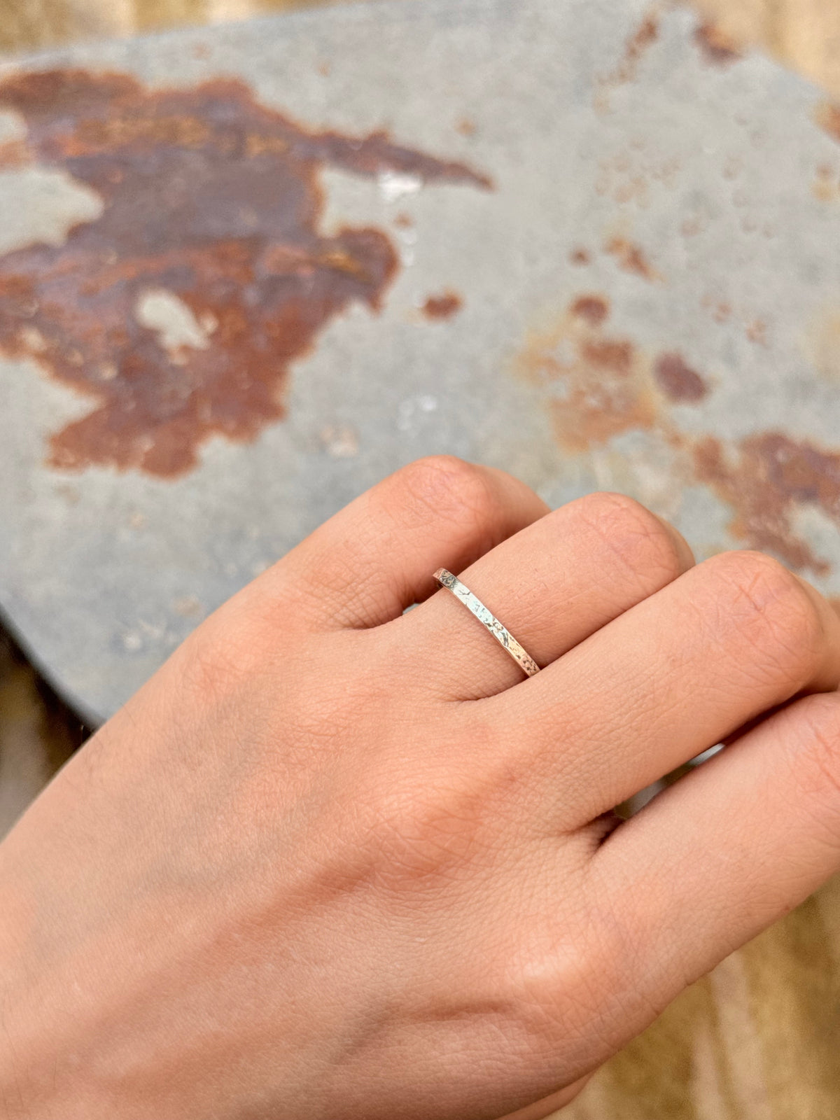 925 Sterling Silver Textured Minimal Stackable Daily Wear Band Ring