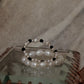 Natural Crystal Stretchy Shiny Basra Pearl & Black Spinel Silver Ball Rings