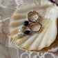 925 Sterling Silver Green Tourmaline Larimar Fresh Water Pearls Hangings Hoops Earrings
